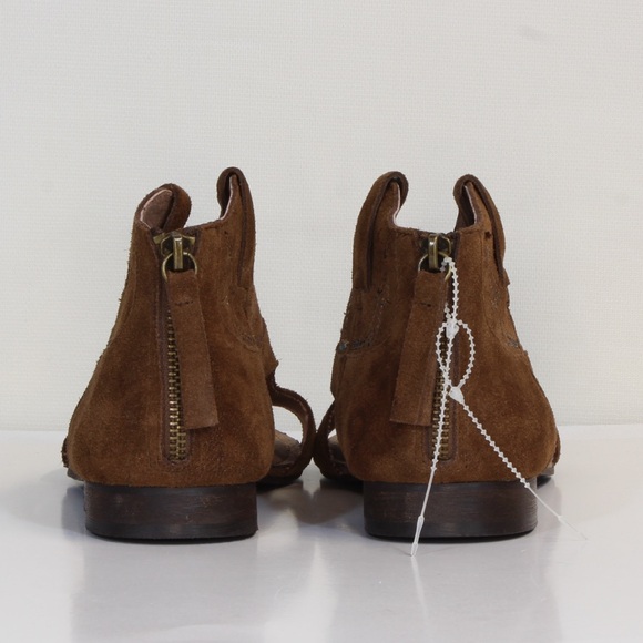 Naughty Monkey Women's Brown Suede Open Toe Ankle Shootie Sandals - Picture 6 of 9